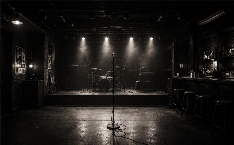 Palco di un locale pronto per un concerto